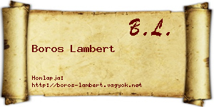 Boros Lambert névjegykártya